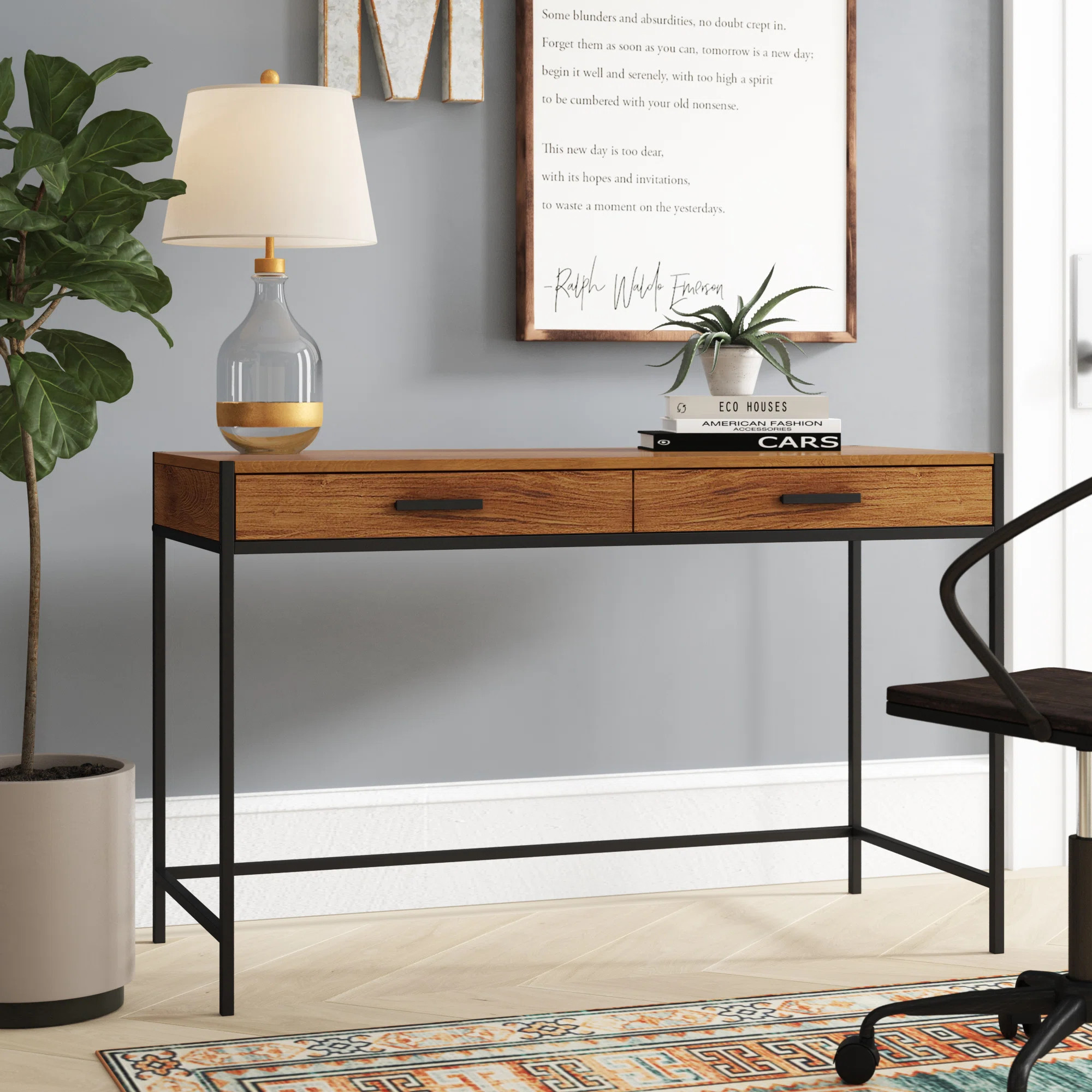 Union Rustic Harless Desk - 48" Modern Writing Desk with Storage Drawer & Reviews | Wayfair | Wayfair North America