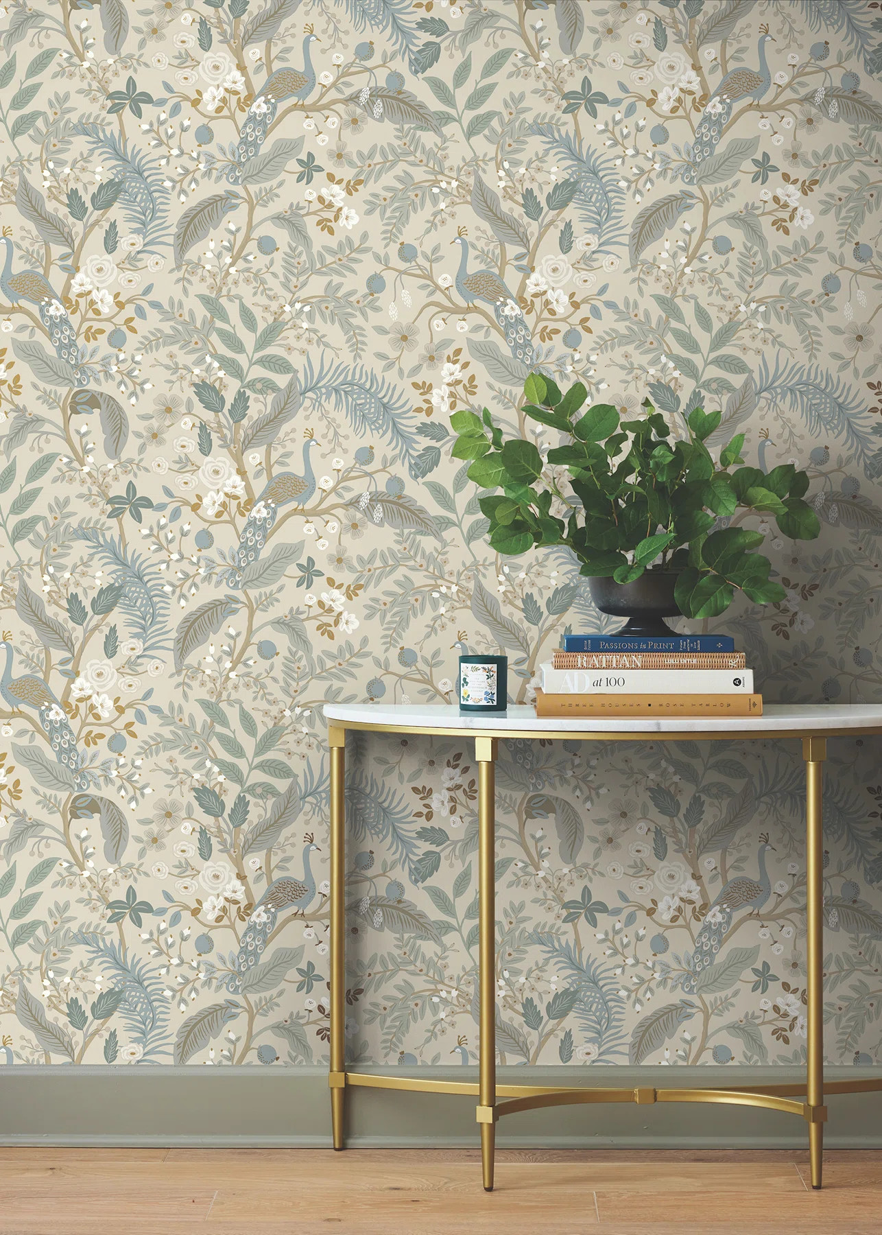Peacock Garden Navy Peel and Stick Wallpaper | Wayfair North America