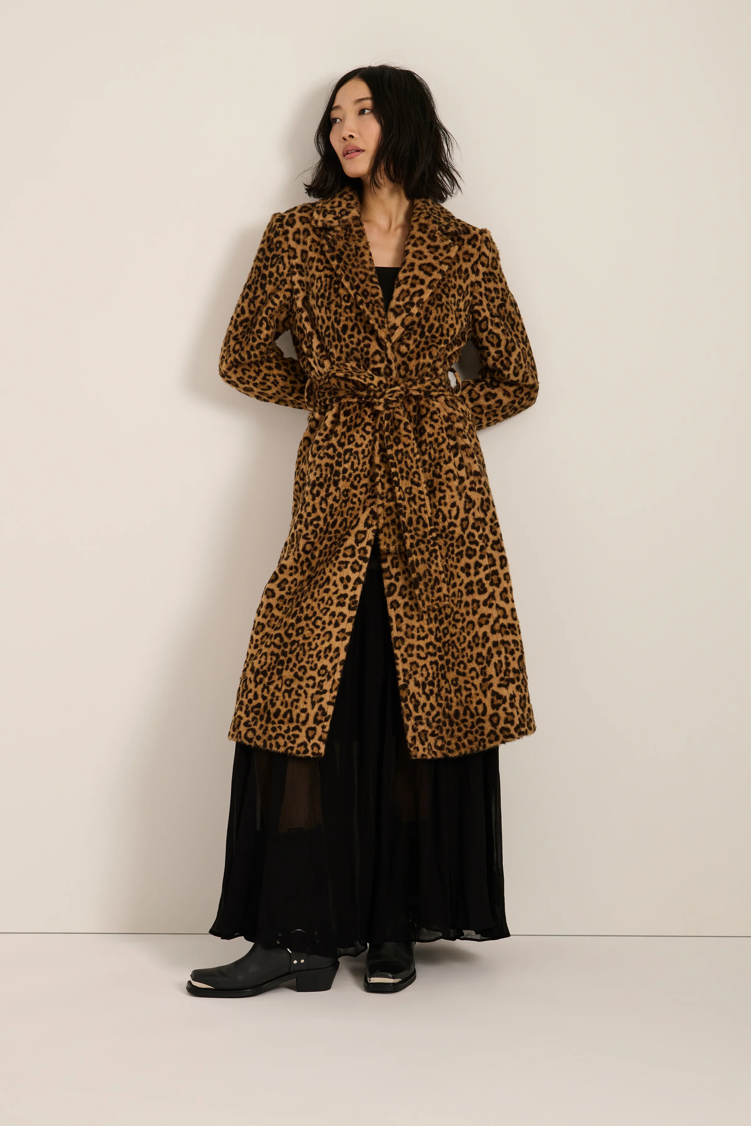Bianca Leopard Belted Faux Fur Coat - XXL / Leopard | Bernardo Fashions