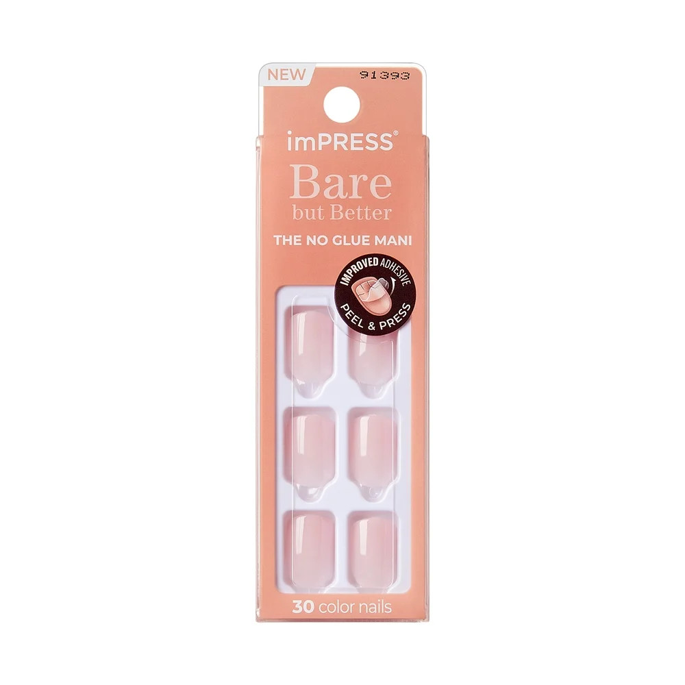 imPRESS Color Bare but Better Press-On Nails, No Glue, Pink, Short Square, 33 Ct. - Walmart.com | Walmart (US)