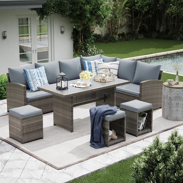 Atvars Wicker 9 - Person Outdoor Seating Group with Cushions | Wayfair North America