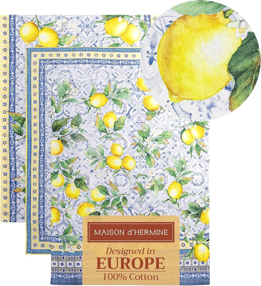 Maison d'Hermine Kitchen Towels Set of 3 100% Cotton 27.50" x 20" Reusable Cloth Tea Dish Towels ... | Amazon (US)