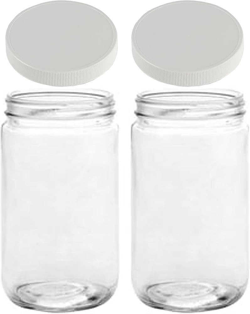 Jarming Collections Extra Wide Mouth Quart Mason Jars 32 oz with Lids - Quart Container with Lids... | Amazon (US)