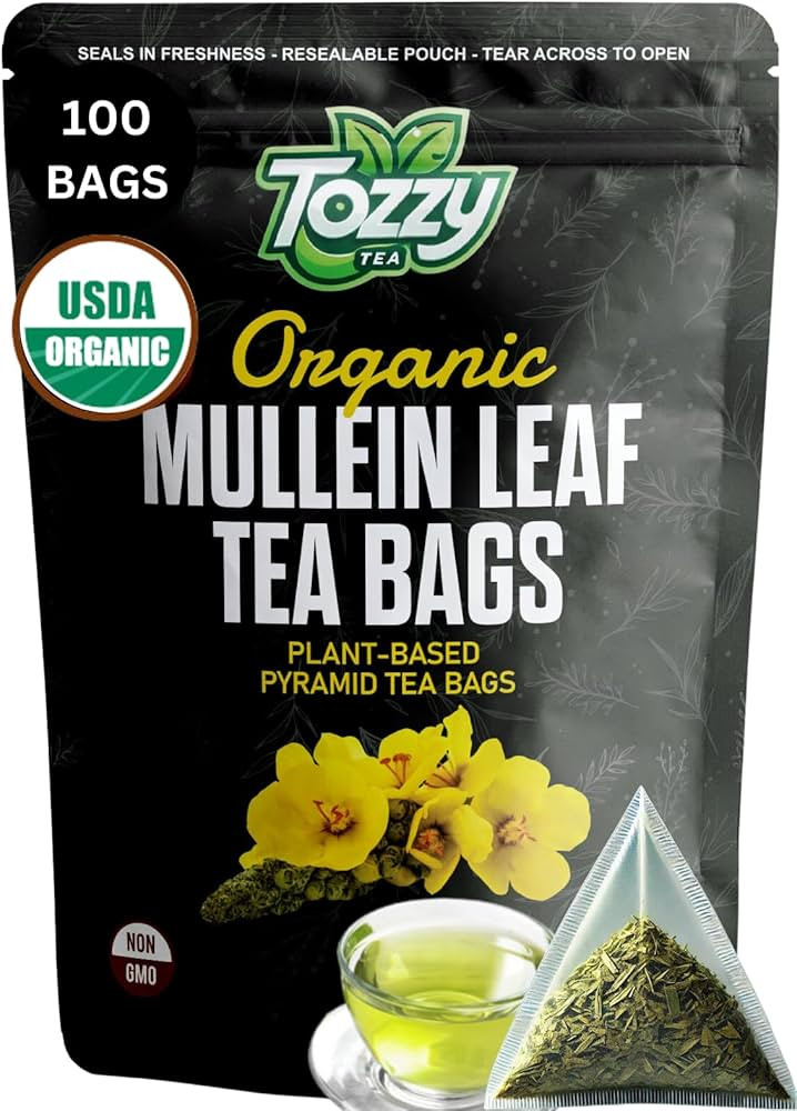 Amazon.com : Tozzy Organic Mullein Tea - 100 Count (Plant-Based Pyramid Tea Bags) | Supports Lung... | Amazon (US)