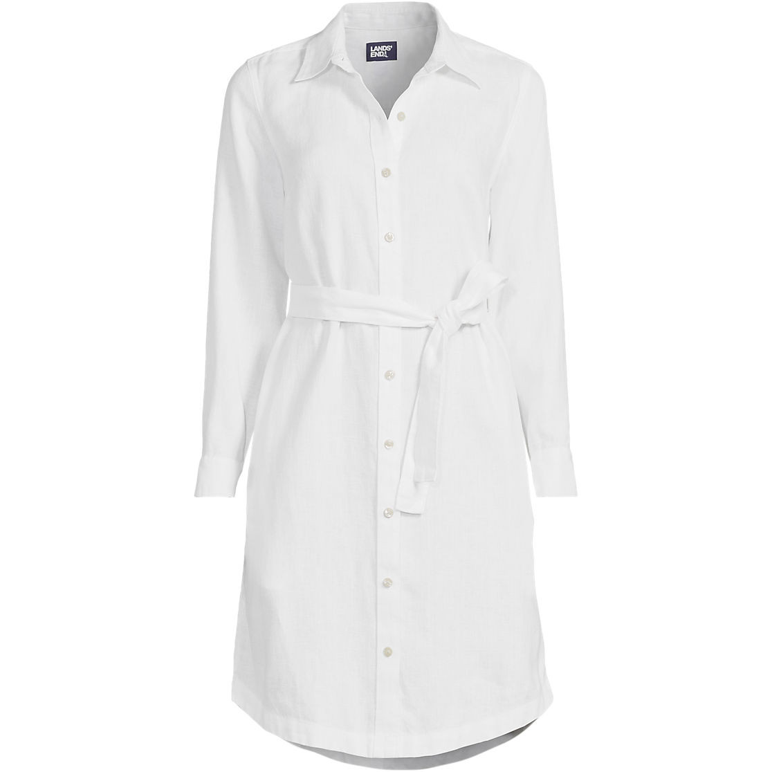 Women's Long Sleeve Linen Shirt Dress | Lands' End (US)