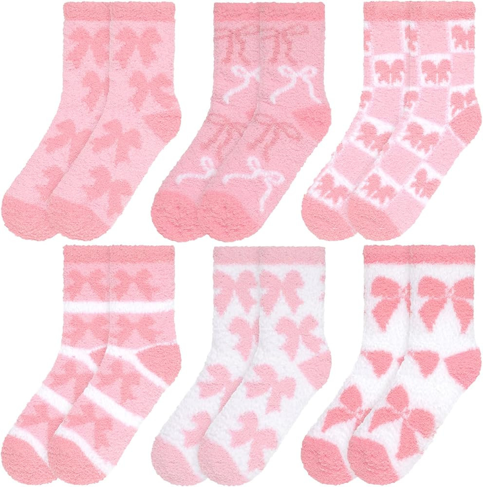 6 Pairs Christmas Fuzzy Socks Bulk Slipper Warm Sleeping Socks for Women Men Xmas Winter Holiday ... | Amazon (US)