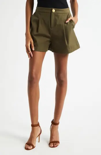 L'AGENCE Saige Pleated Safari Shorts in Ivy Green at Nordstrom Rack, Size 0 | Nordstrom Rack