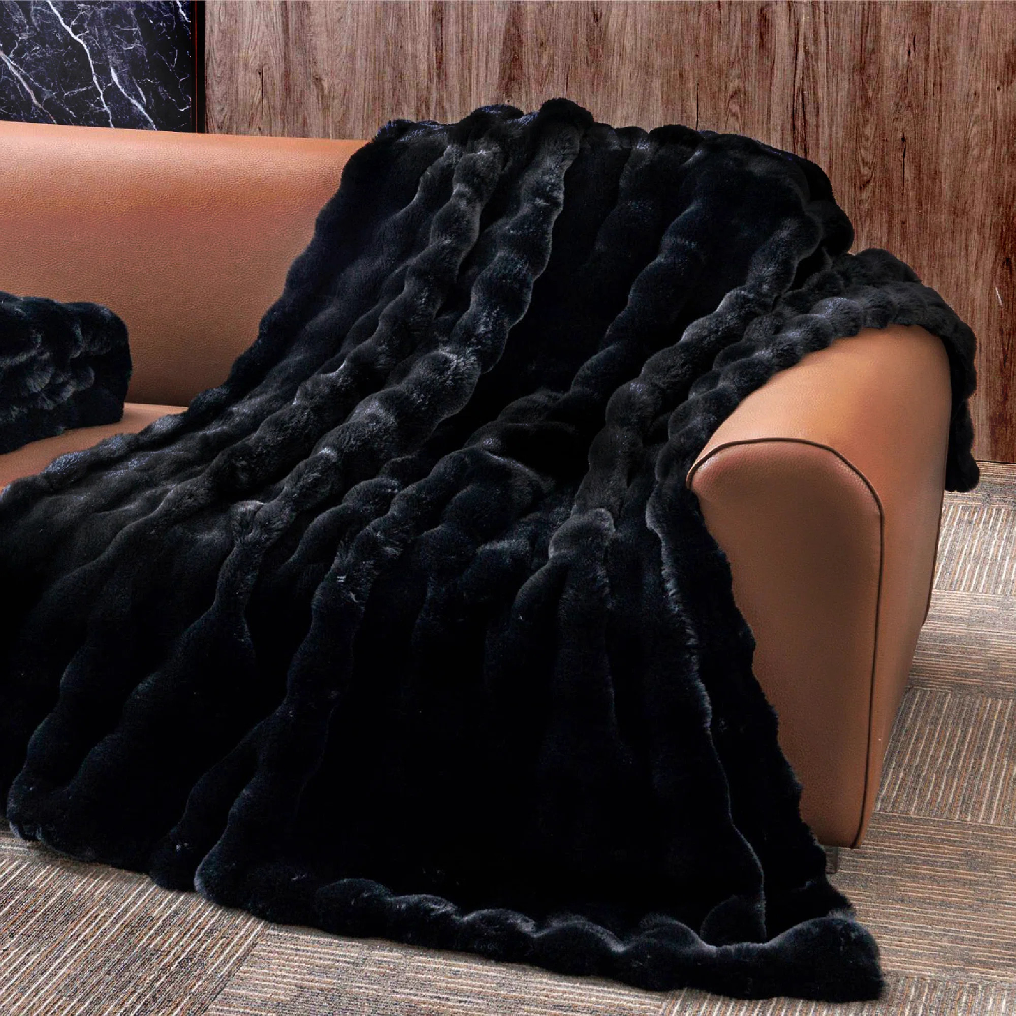 Hepper Haalan Cozy Faux Rabbit Fur Soft Reversible Throw Blanket & Reviews | Wayfair | Wayfair North America