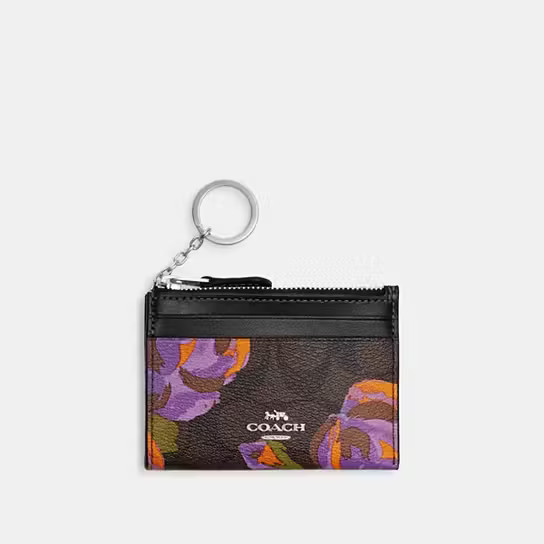 Mini Skinny Id Case In Signature Canvas With Rose Print | Coach Outlet US