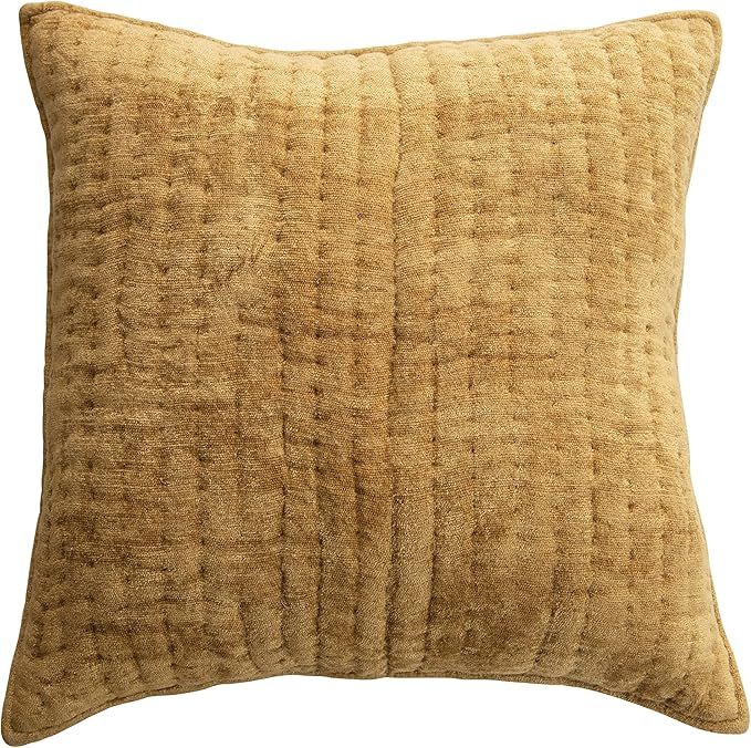 Creative Co-Op Square Mustard Quilted Cotton Chenille Pillow | Amazon (US)