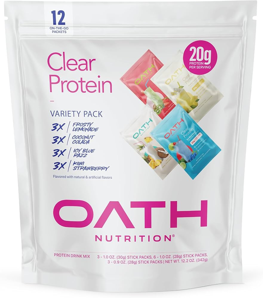 Oath Nutrition Clear Whey Isolate Protein Powder Variety Pack, 12 Pack | Amazon (US)