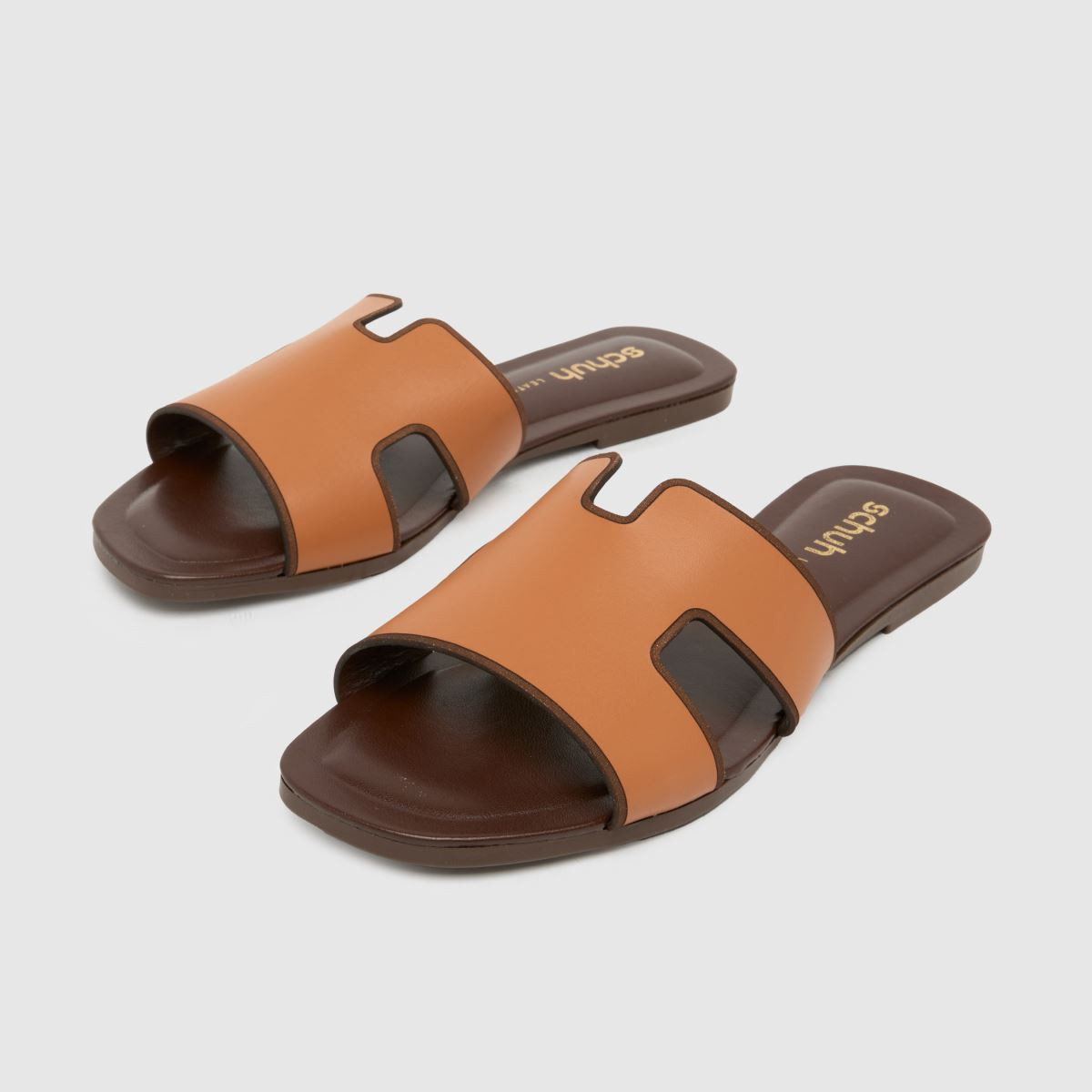 Womens Tan schuh Tandra Leather Mule Sandals | schuh | Schuh