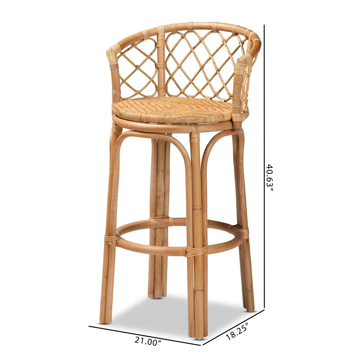 Stotts Modern Bohemian Natural Brown Rattan Counter Stool | Wayfair Professional