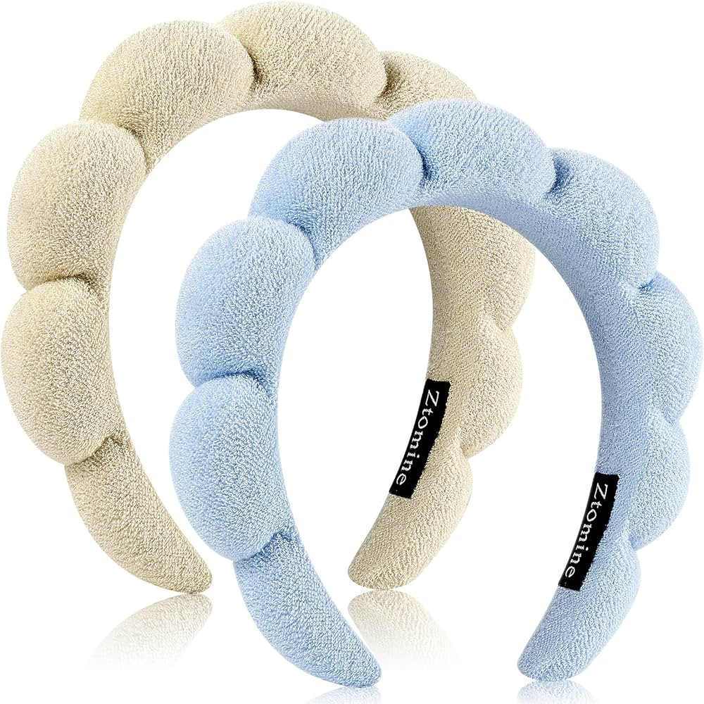 Spa Terry Cloth Headband Combo Pack - 2 Puffy Makeup Facial Headbands for Face Washing and Masks ... | Amazon (US)