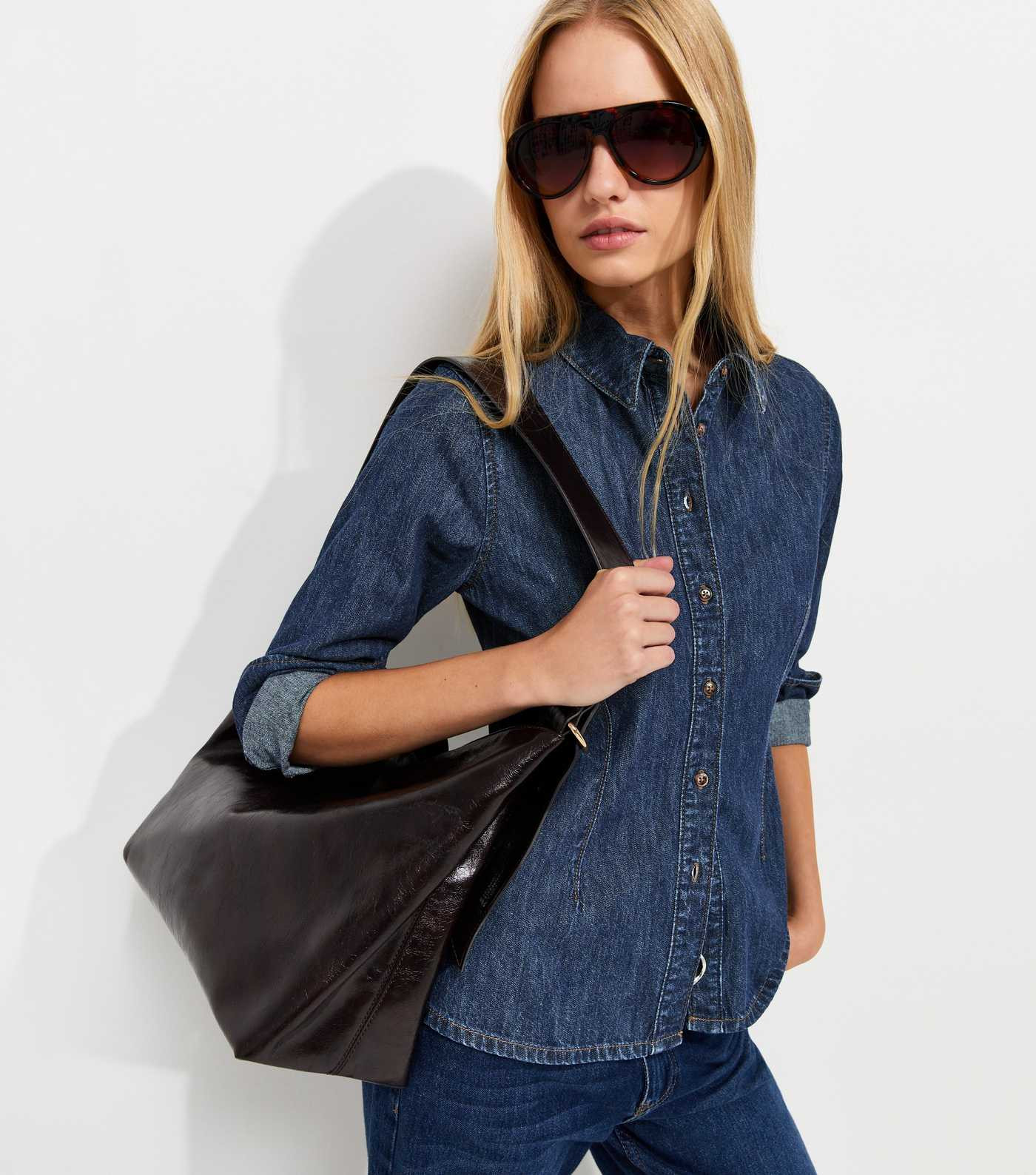 Blue Fitted Denim Long Sleeve Shirt | New Look | New Look (UK)