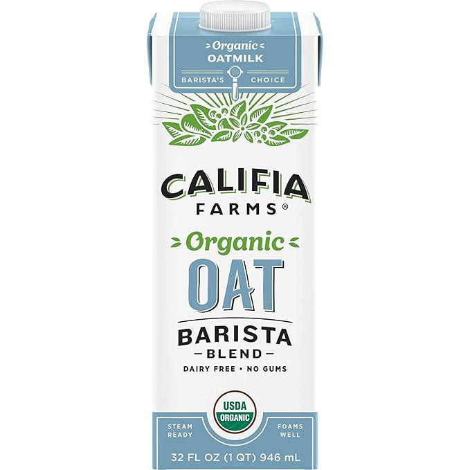Califia Farms - Organic Oat Barista Blend Oat Milk, 32 oz, Shelf Stable, Dairy Free, Plant Based,... | Amazon (US)