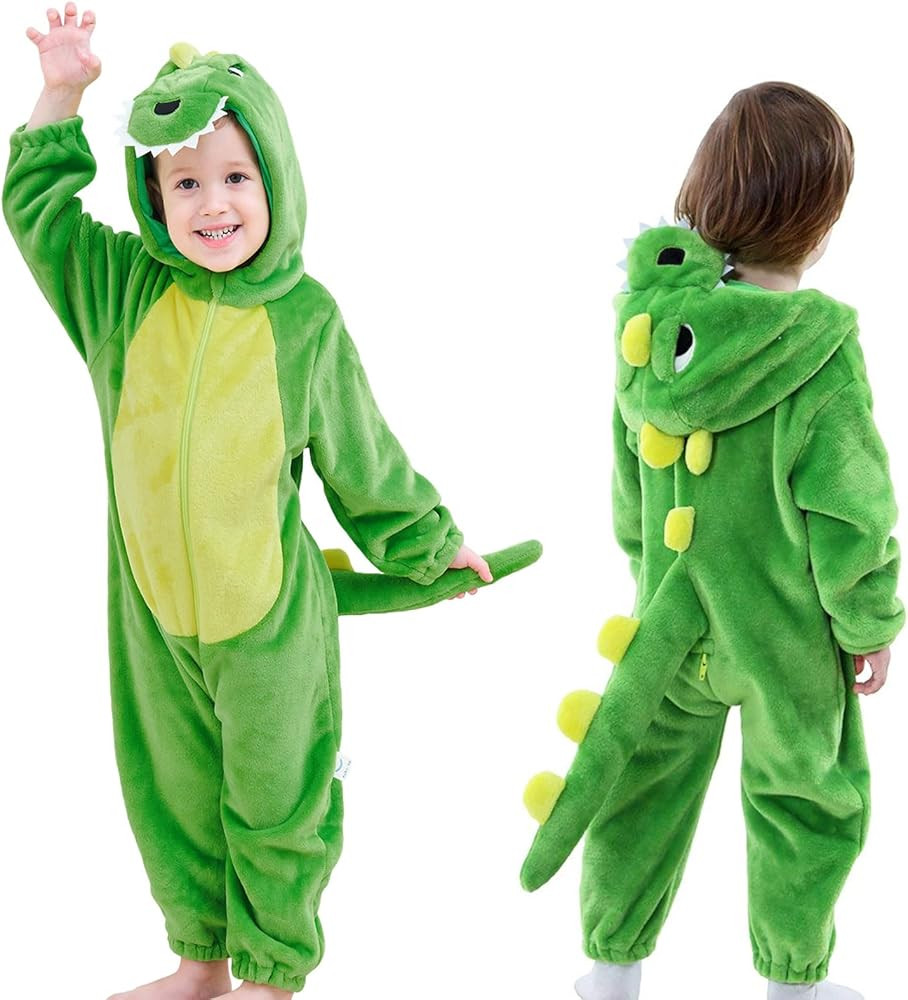 LOLANTA Toddler Dinosaur Animal Costume Unisex Baby Kids Flannel Hooded Romper Jumpsuit Dress Up ... | Amazon (US)