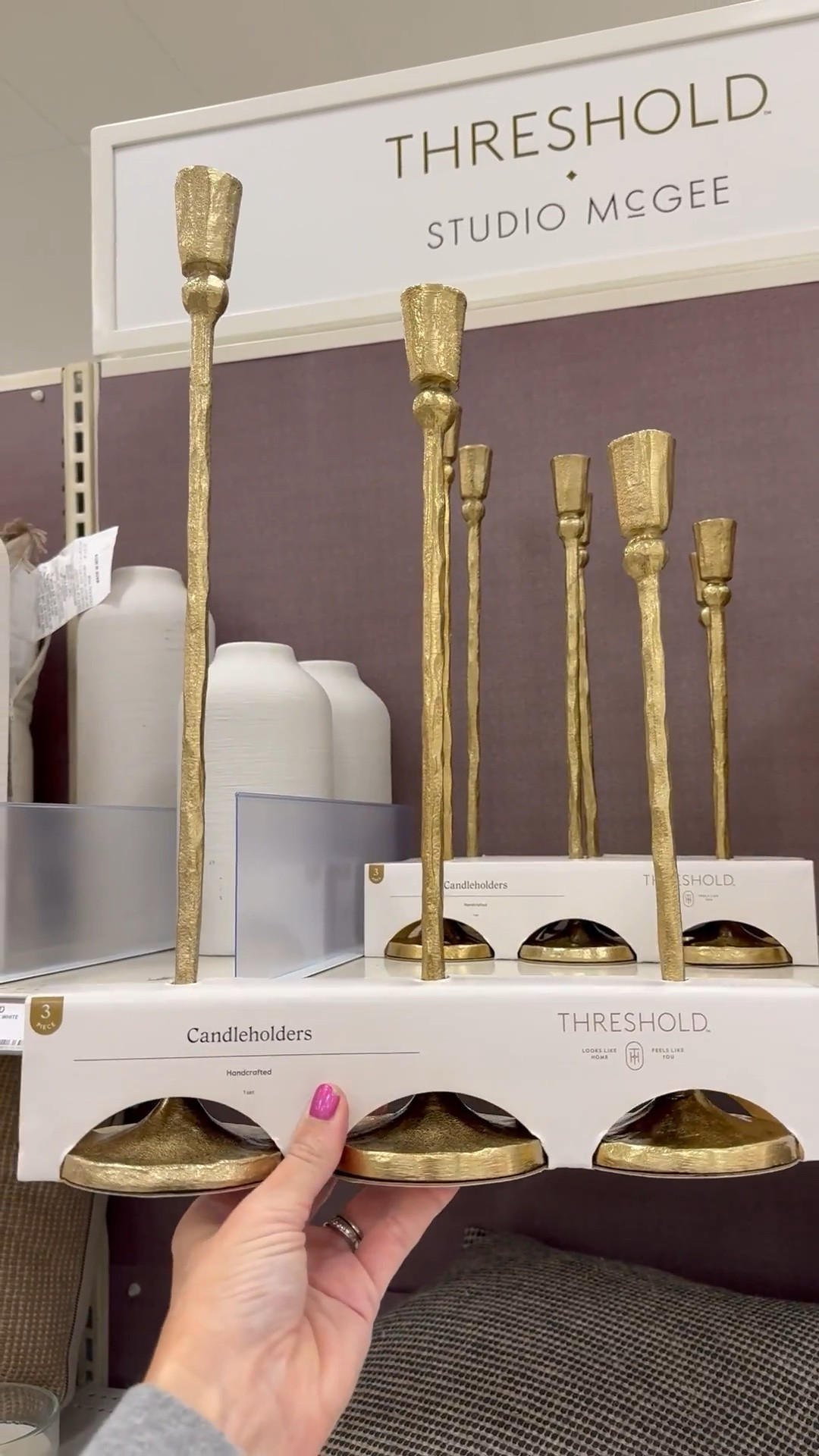 Loved this Set of 3 Metal Taper Holders from Threshold! Seriously so pretty and a great price point for the set! They are heavy and look high end/designer! Gorgeous open shelving or mantle decor or even on a tabletop centerpiece

#LTKHome #LTKSeasonal