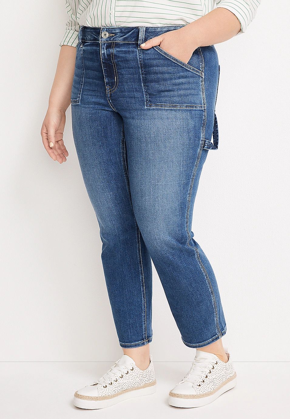 Plus Size edgely™ Slim Straight High Rise Carpenter Ankle Jean | Maurices