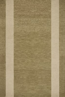 Craven CVN-01 Light Olive/Oatmeal Wool Handmade Striped Area Rug | Rugs Direct