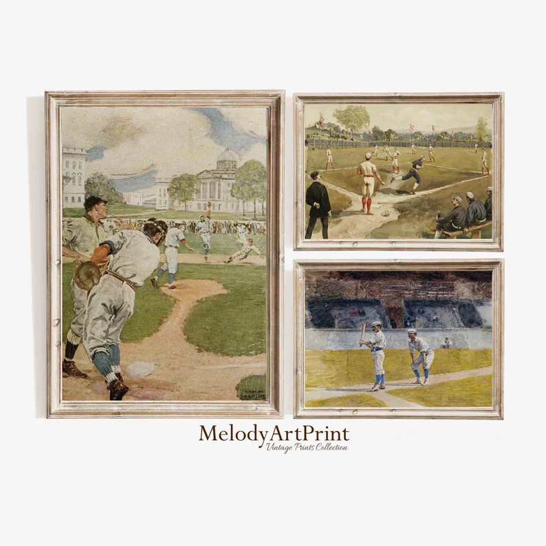 Vintage Baseball Art Print Set, Sports Posters (Downloadable) | Etsy (Global)