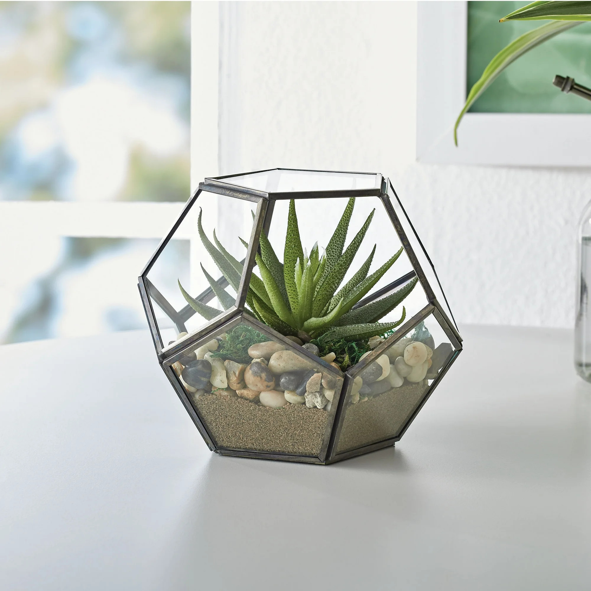 Better Homes & Gardens Geo Metal and Glass Terrarium, 6 in L x 6 in W x 5 in H | Walmart (US)