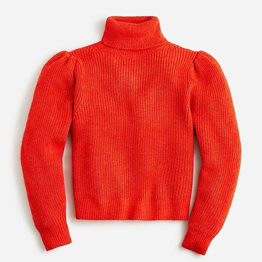 Cropped puff-sleeve turtleneck sweater | J.Crew US