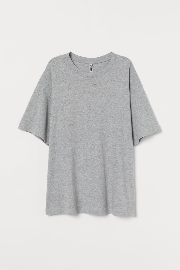 Wide-cut T-shirt in soft cotton jersey with a ribbed neckline. | H&M (US)