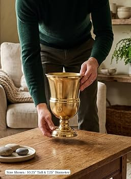 Serene Spaces Living Decorative Gold Vase Urn, Gold Vases for Centerpieces, Metal Vase Use for Ho... | Amazon (US)