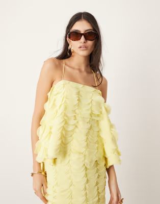 ASOS EDITION textured circle drape cami top co-ord in lemon | ASOS (Global)