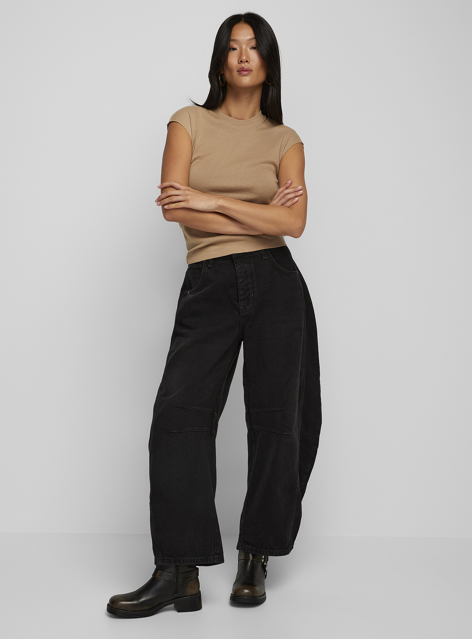 Free People - Good Luck loose barrel jean (Women, Black, 30) | Simons