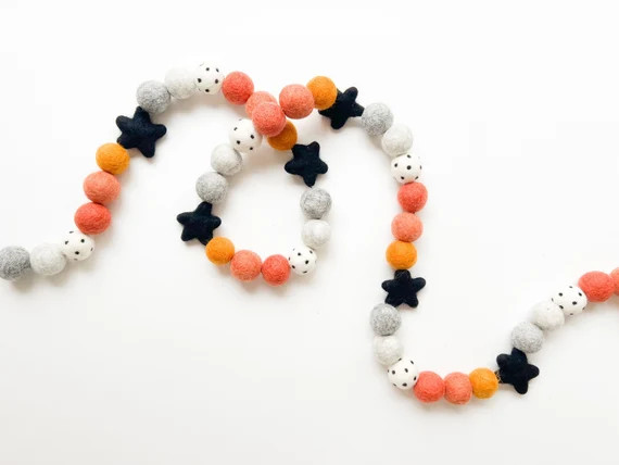 Rustic Star Halloween Felt Ball Garland Bunting Banner - Etsy | Etsy (US)