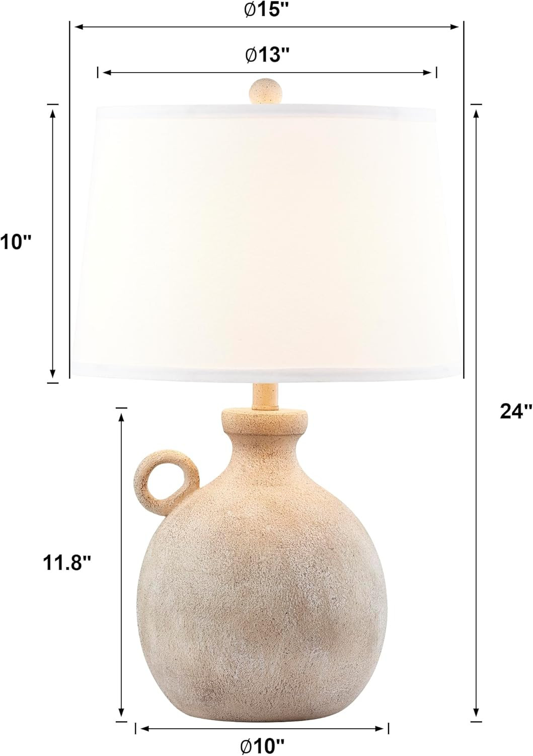 Maxax 24' Farmhouse Table Lamp for Bedroom with USB Charging Port, 3-Way Dimmable Rustic Single L... | Amazon (US)