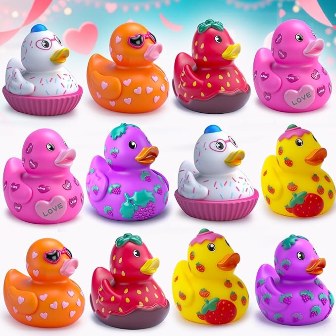 Rubber Ducks for Kids,12PCS Toddler Bath Toys, Baby Pool Bathtub Toys, Assorted Duckies in Bulk f... | Amazon (US)