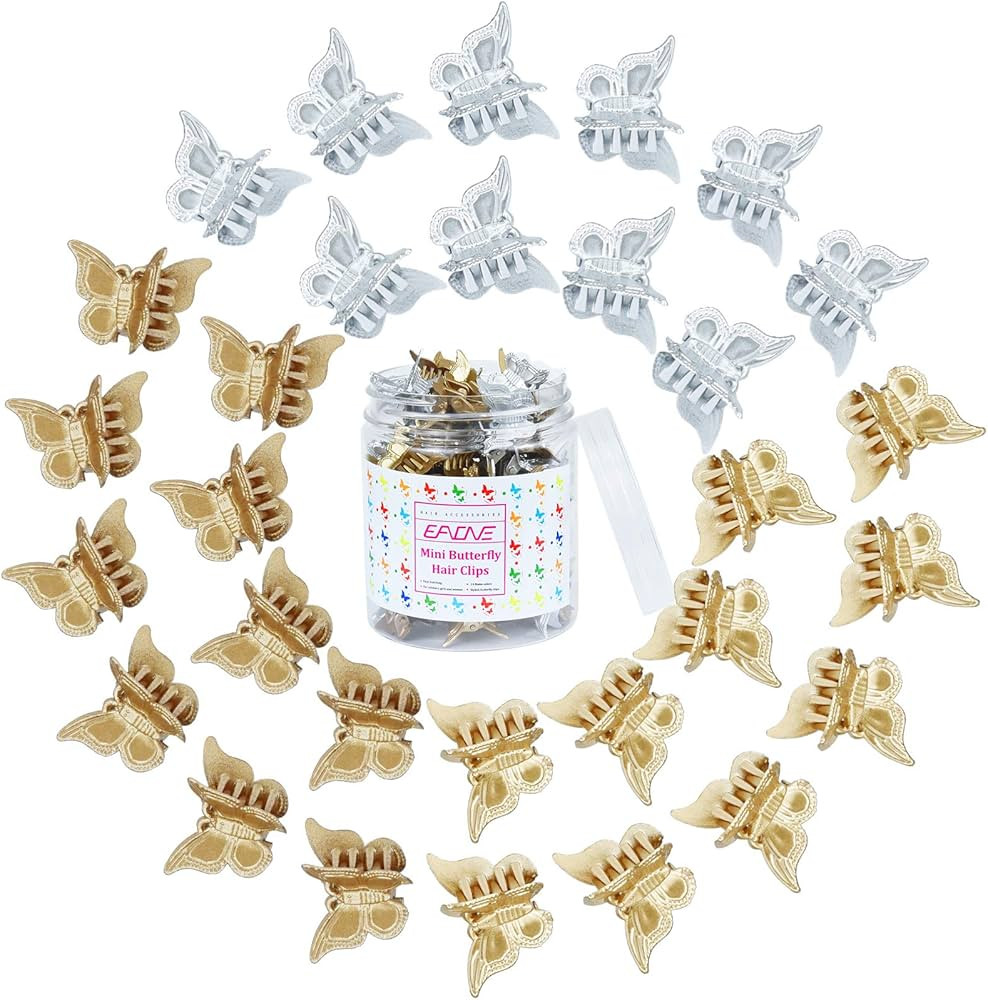 EAONE 50 Pieces Butterfly Clips Metallic Color Mini Butterfly Hair Clips Hair Accessories for Wom... | Amazon (US)