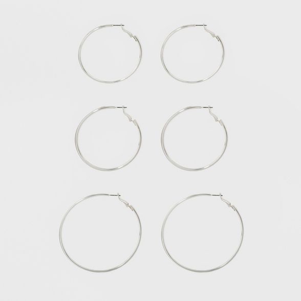 Hoop Earring Set 3ct - A New Day™ Silver | Target