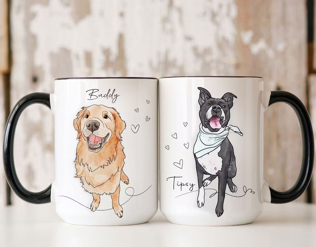 Personalized Dog Dad Mug Custom Dog Mug Dog Line Art Hand - Etsy | Etsy (US)