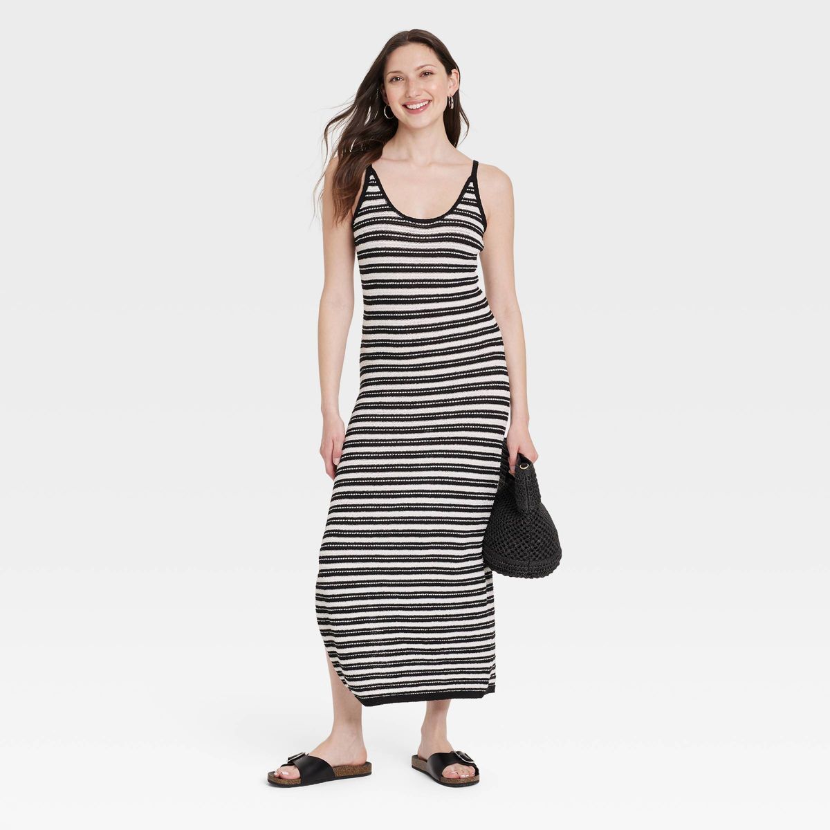 Women's Midi Sweater Dress - Universal Thread™ Black/White Striped | Target
