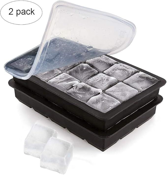 Silicone Ice Cube Trays with No Leaking Lid, Easy - Release and Flexible 15- Cavities Square Ice ... | Amazon (US)