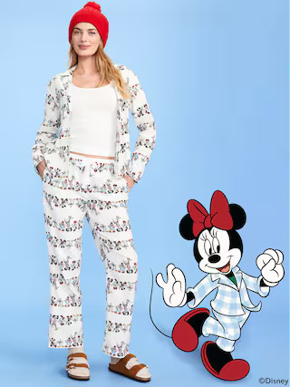 Old Navy x Disney Mickey Mouse & Friends Printed Flannel Pajama Set for Women | Old Navy (US)