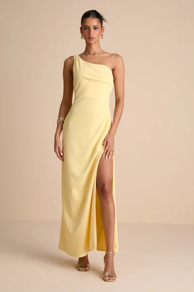 Maevyn Light Yellow Cowl Back Column Maxi Dress | Lulus