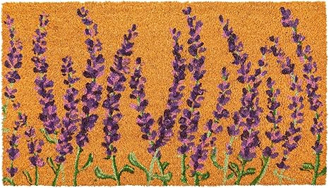 Juvale Floral Spring Coir Door Mat for Front Porch, Lavender Flower Outdoor Welcome Mat (17 x 30 ... | Amazon (US)