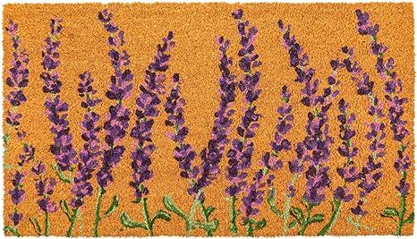 Juvale Floral Spring Coir Door Mat for Front Porch, Lavender Flower Outdoor Welcome Mat (17 x 30 ... | Amazon (US)