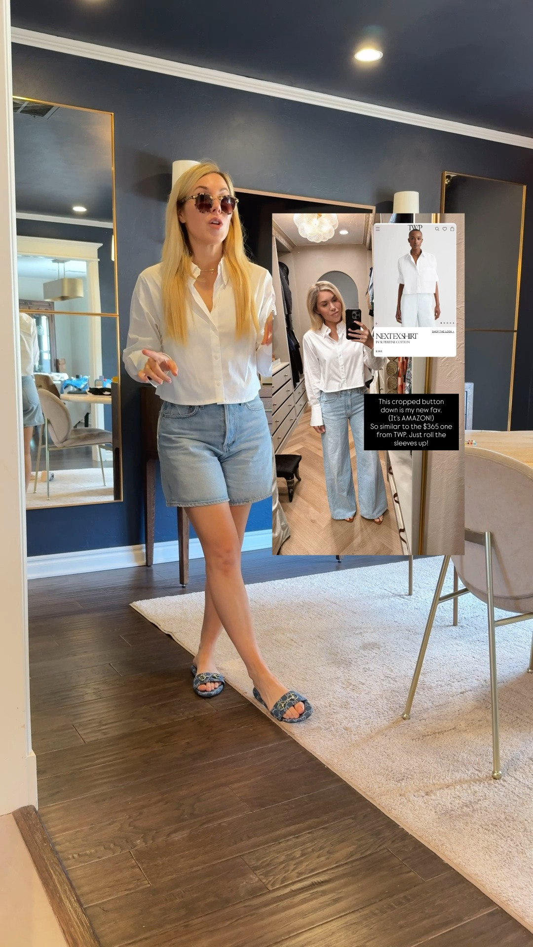 Cropped button down 
Denim shorts 
Gucci shorts

#LTKdayinmylife #LTKootd #LTKgrwm