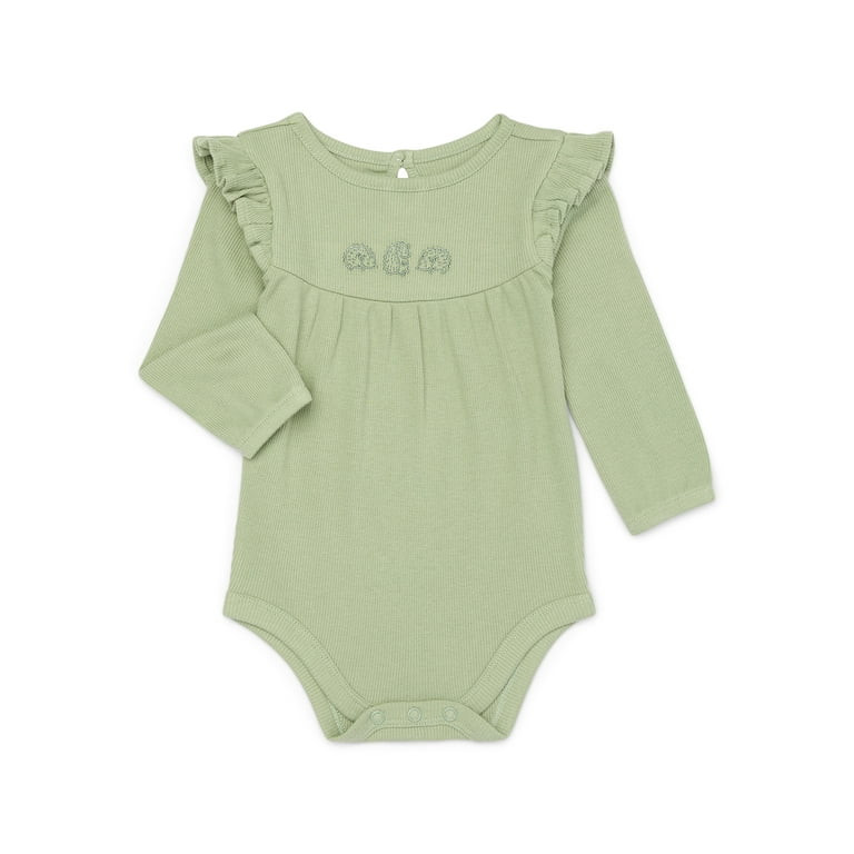 Garanimals Baby Girl Long Sleeve Ruffled Bodysuit, Sizes 0M-24M | Walmart (US)
