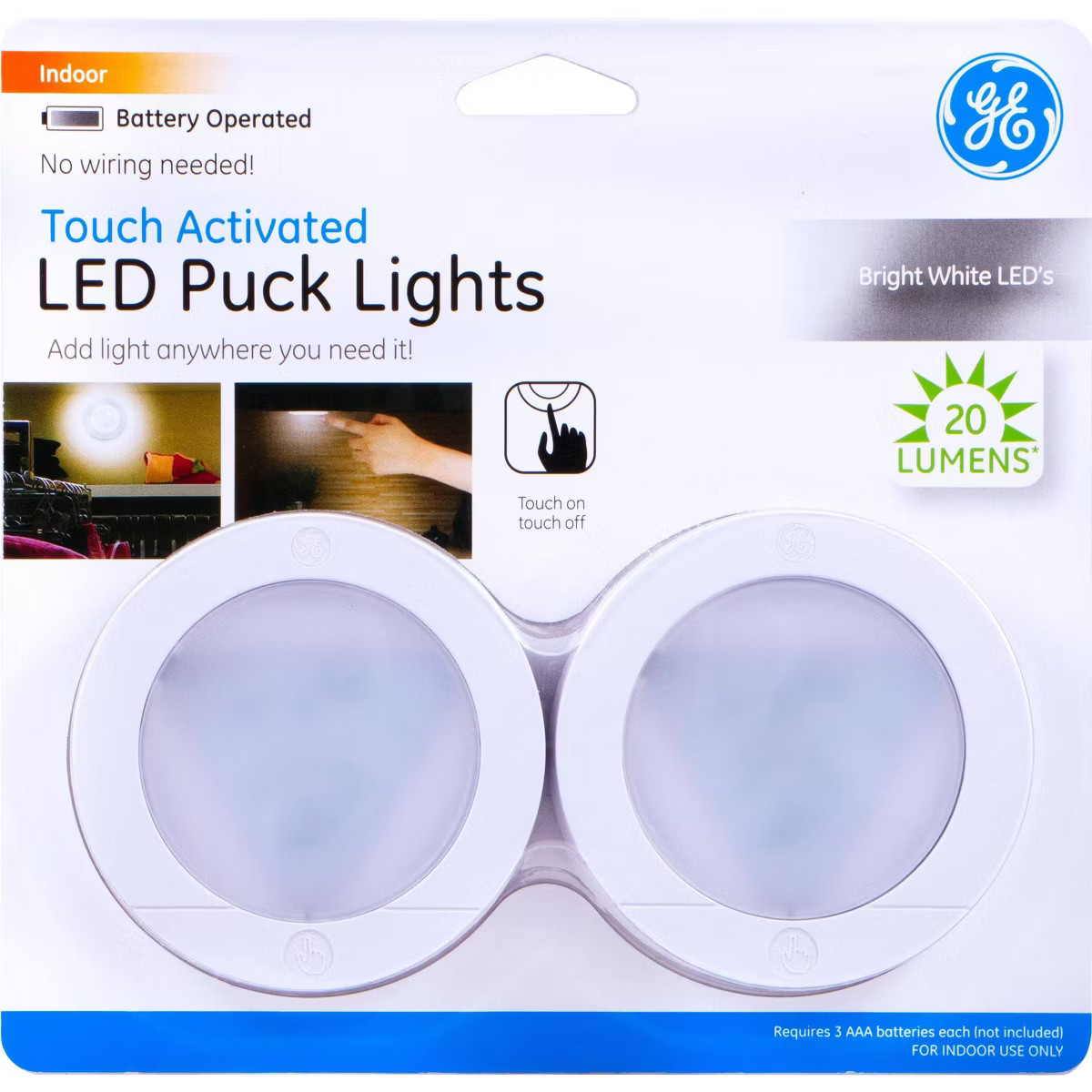 GE 2pk LED Battery Operated Puck Lights | Target