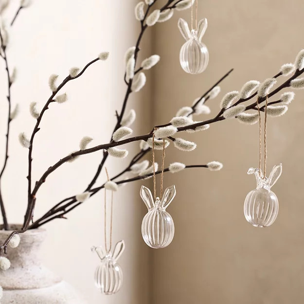 Ribbed Glass Egg Bunny Decorations – Set of 4 | Home Decor | The White Company | The White Company US