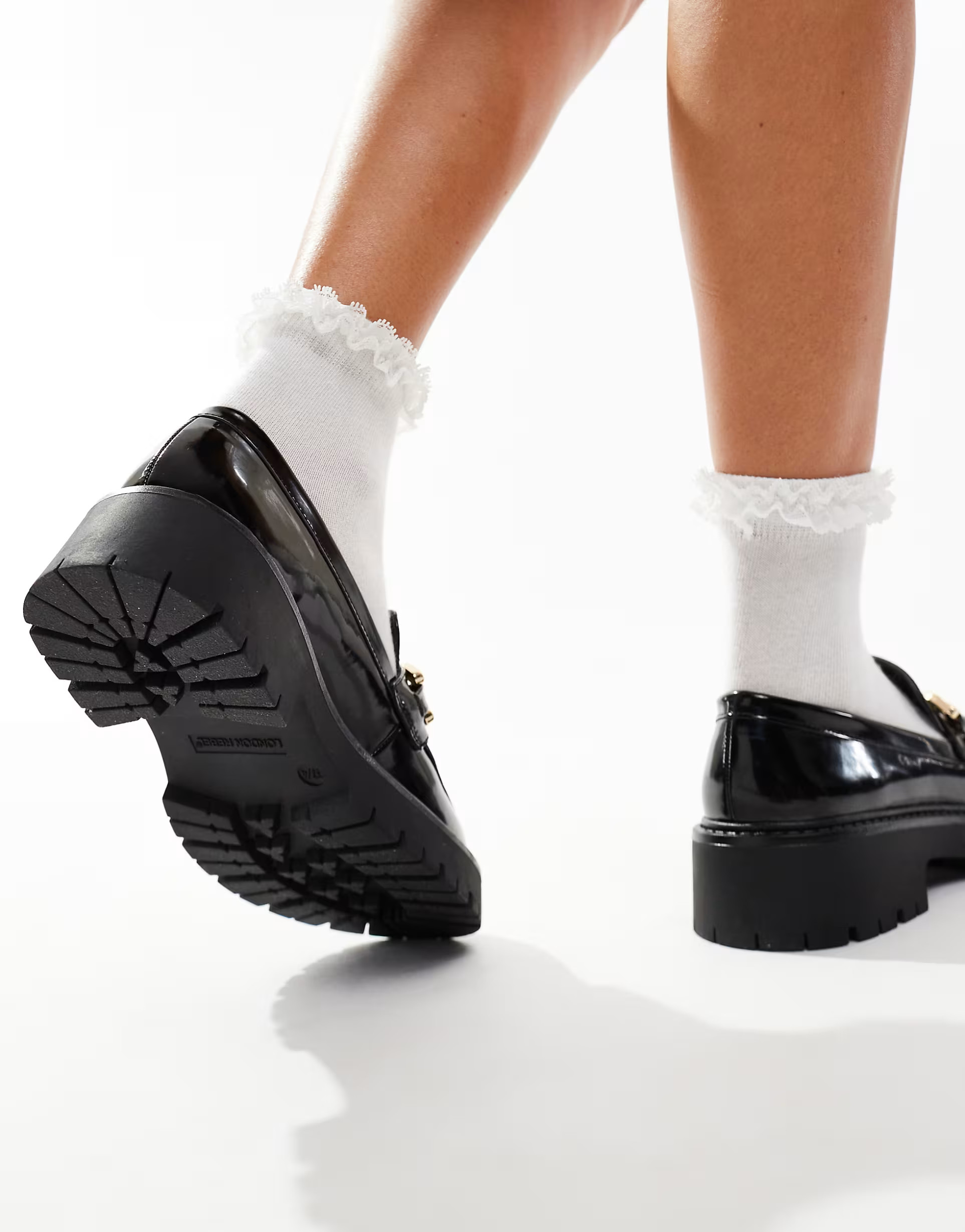 London Rebel Perdy metal trim chunky loafers in black | ASOS (Global)