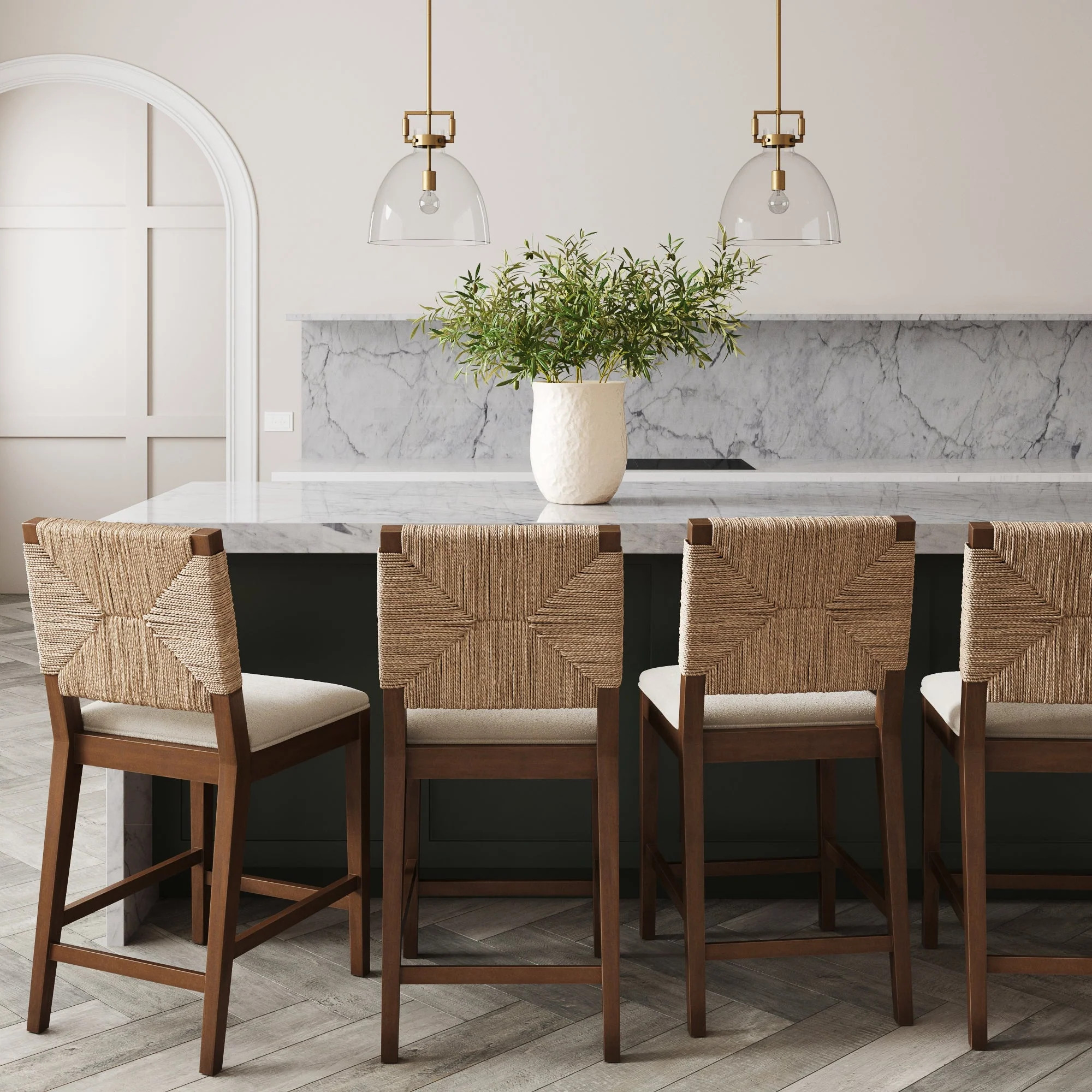 Seagrass Counter Height Bar Stools Dark Brown (Set of 4) | Nathan James