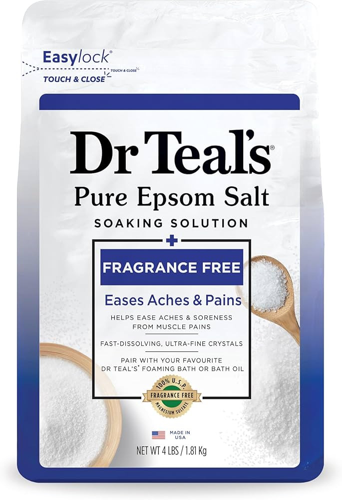 Dr Teal's Epsom Salt Magnesium Soak, Fragrance-Free, 4 lbs | Amazon (US)